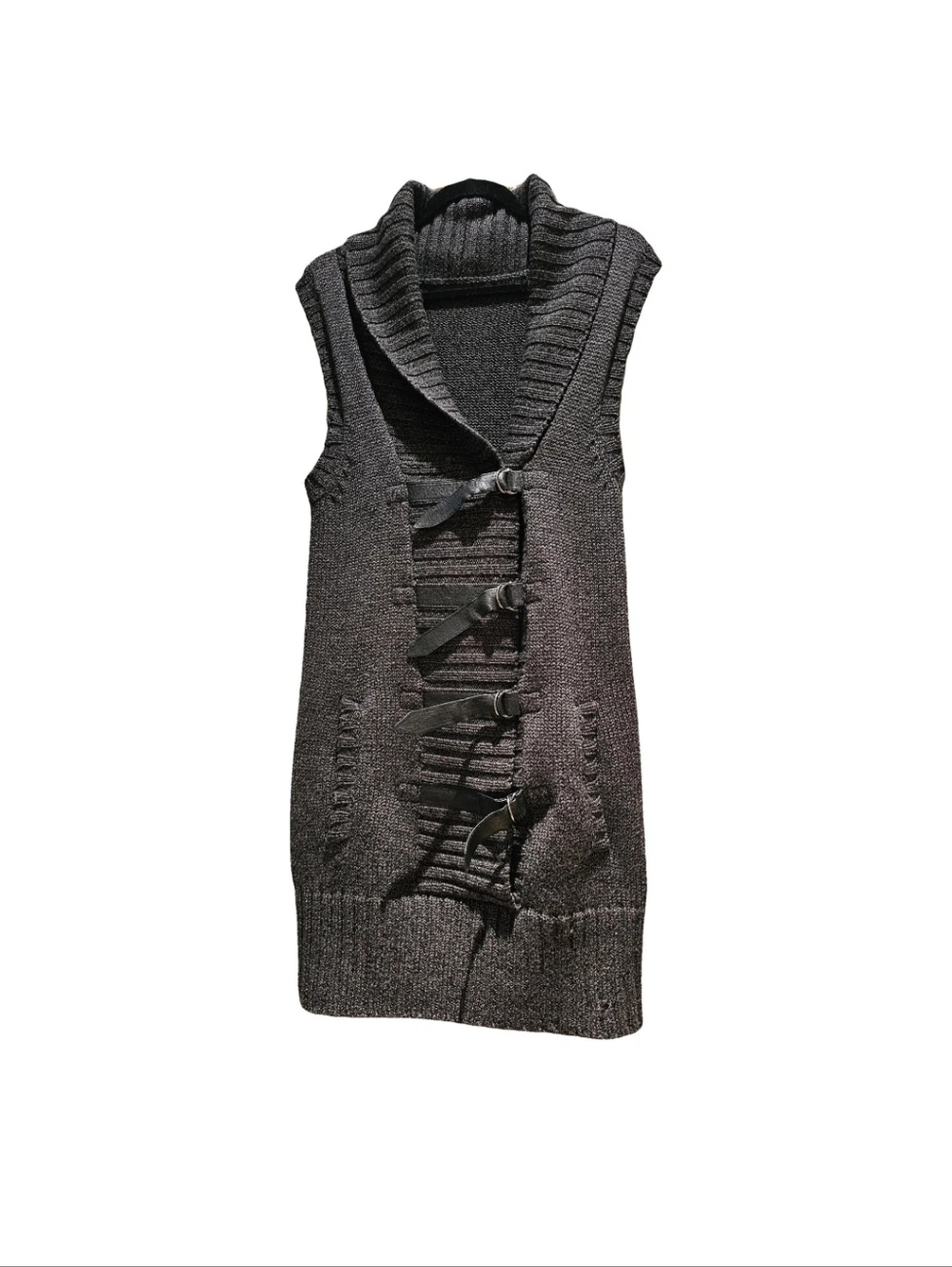 Nicholas K Anthracite Gray Mercerised Wool  Long Vest Size M